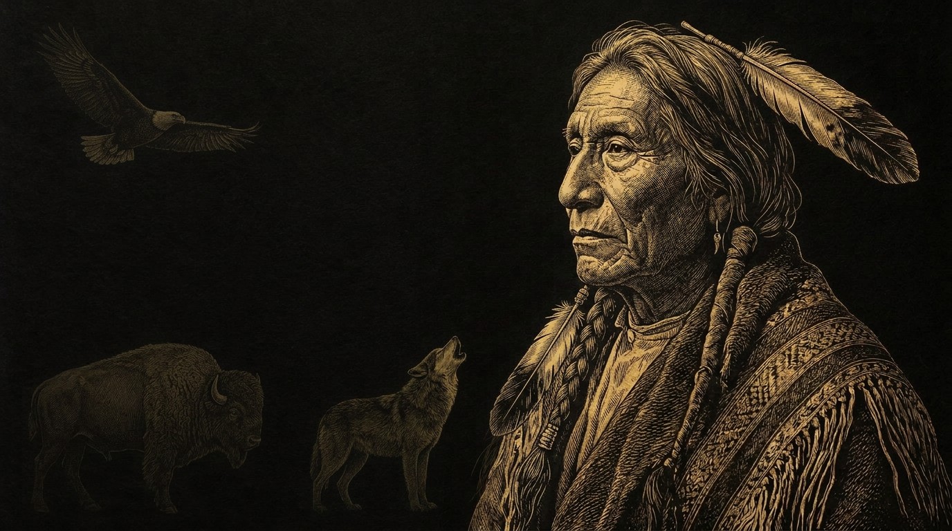 Gold engraving of Red Cloud